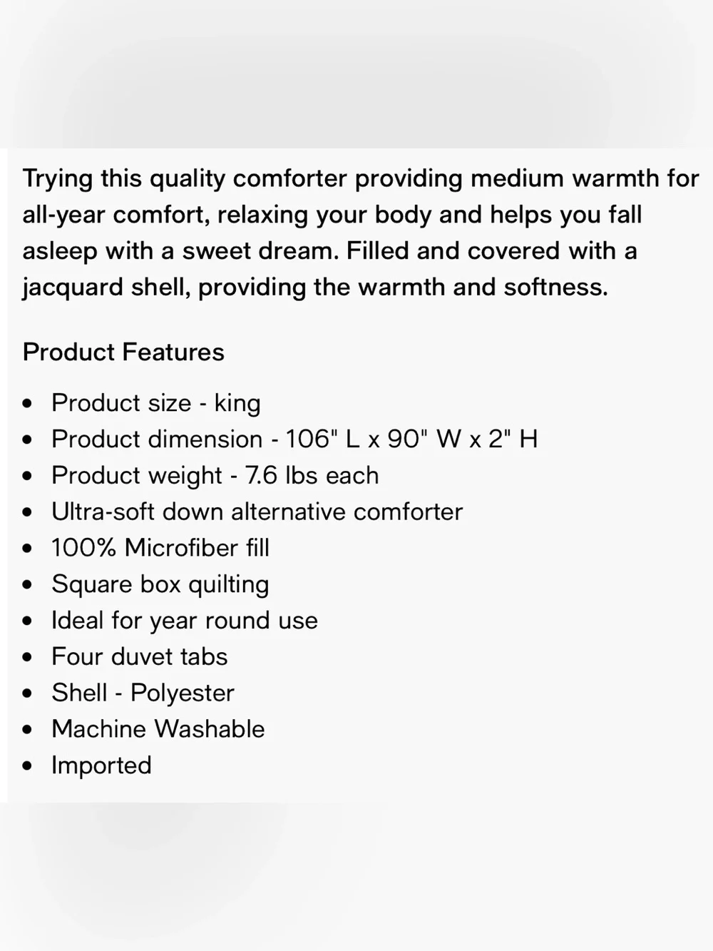 New Macys Home x Unikome Down Alternative Quilted King Comforter Hypoallergenic